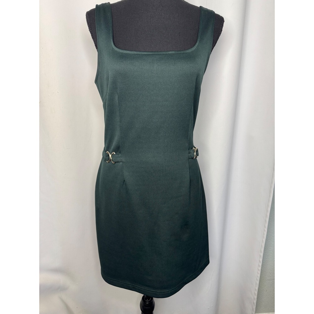 Vintage 90s Express Tricot Forest‎ Green Tank Mini Sheath Dress Size 5/6